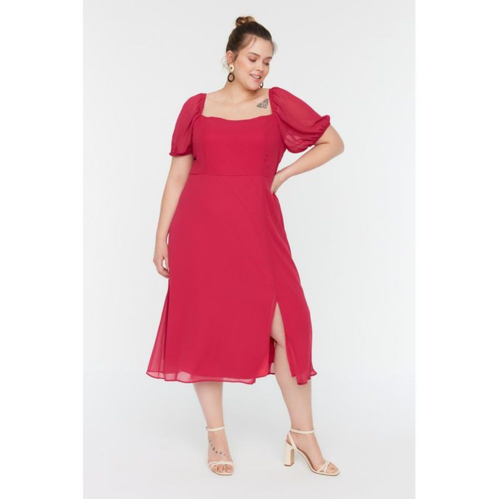 NWT Trendyol Women Plus Size Fitted Woven Plus Size Dress